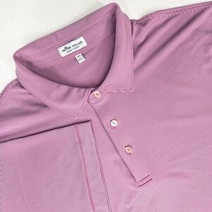 Peter Millar Men XXL Summer Comfort Polo Performance Stretch Shirt Purple Stripe